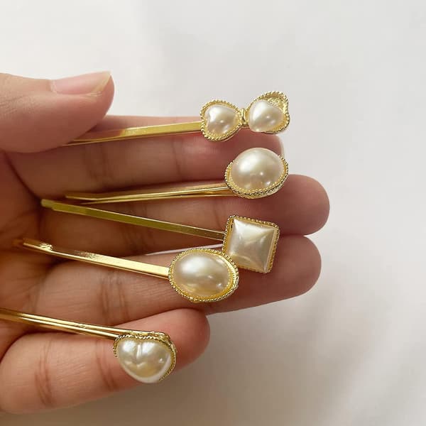 12 st Acsergery Present Eleganta Pärlklämmor Guld Hårspännen Minimalistiska