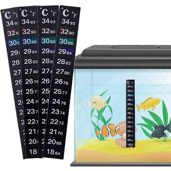 Termometerremsa, 5 st fiskakvarietermometer, 2 temperaturavläsningar, 3 färgmärken