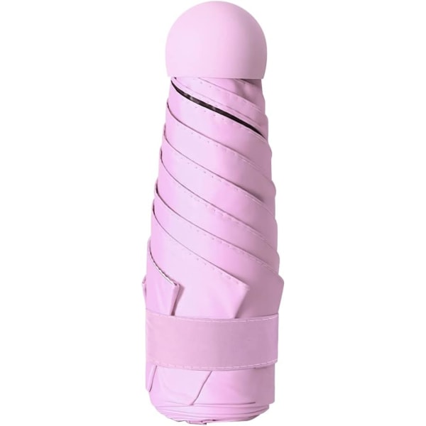Mini Sammenleggbar Paraply, Reiseparaply, 210g Ultralett Lomme Paraply, Kompakt Manuell Vindtett Paraply, Blandet Paraply rosa
