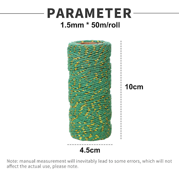 2 Volymer 108 Yards Totalt 1,5 mm Bomullstråd Diy Hantverk Tillverkning Garn Bröllopsdekorationsmaterial Julinslagningsrep Style 4