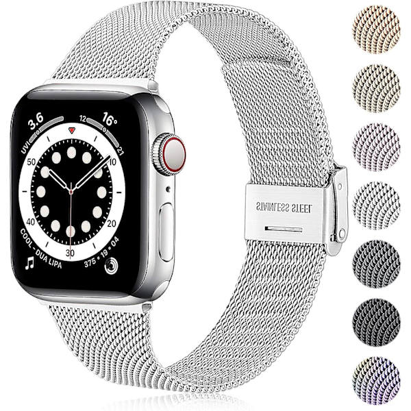 Rem för Apple Watch, kompatibel med 38 mm, 40 mm, 41 mm, 42 mm, 44 mm och 45 mm, metallrem kompatibel med iWatch-rem serie 8, 7, 6, 5, 4, 3, 2, 1, SE, 38 mm/40 mm/4