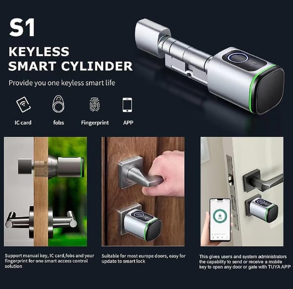 Fingeravtrykkslås Smart Lås Sylinder Graffiti Ttlock Bluetooth Dørlås i Tre