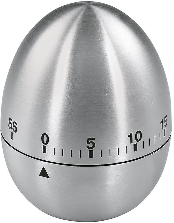 Analog timer (egg timer med timerfunksjon, kjøkkenalarm i rustfritt stål, kjøkkentimer) Sølv