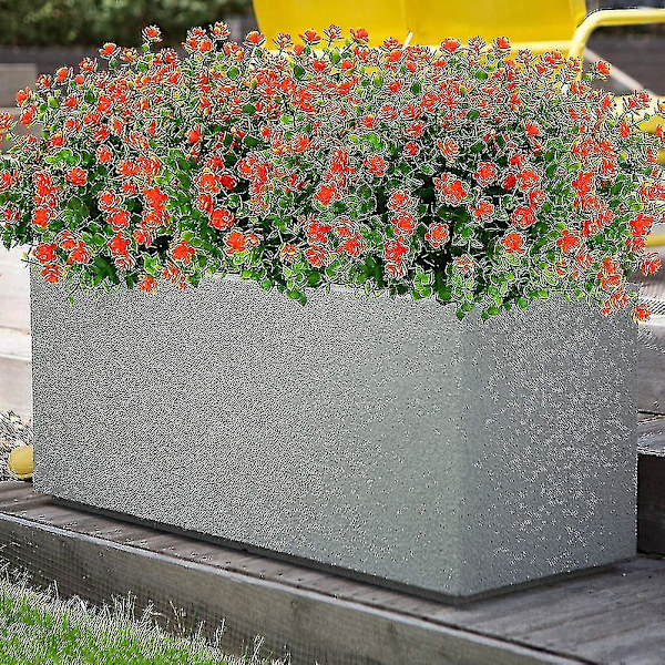 Kunstige falske blomster til udendørs brug, falsk plastik grønt bryllup bondehus indretning 8 stk. rød lotus Sunset Red