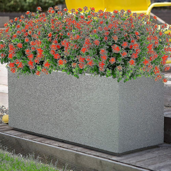 Kunstige falske blomster utendørs, falsk plastgrønt bryllup bondegårdsdekor 8 stk. rød lotus Sunset Red