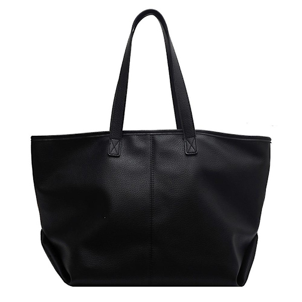Stor kapacitet Enkel Pu Retro Väska Ny Tote Väska En-axlad Studentväska black
