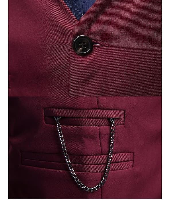 Herrkostym väst formell klänning väst med 3 knappar wine red M
