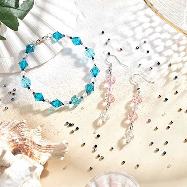 8 tråder 8Style glassperler tråder fasettert glasskrystallperler tråder Rondelle avstandsperler for halskjede øredobb armbånd smykkelaging