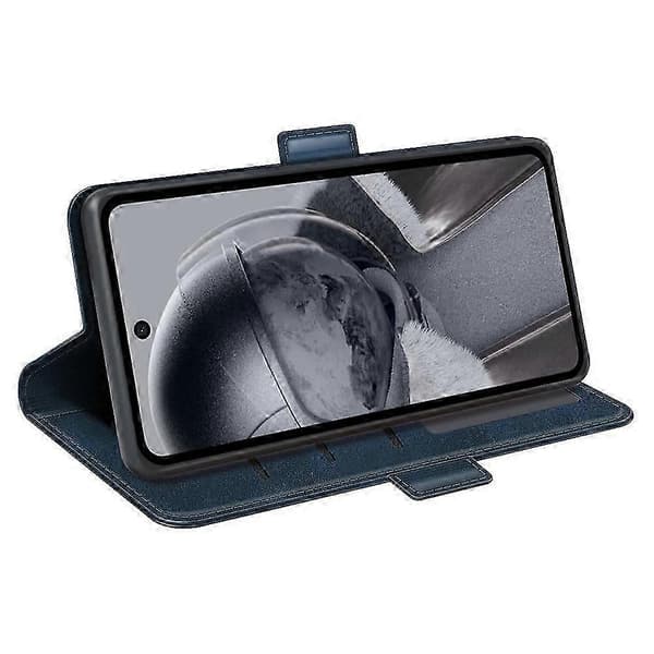 For Hmd Pulse/ Pulse+/ Pulse Pro Lommebok Veske Kalv Tekstur Lær Stativ Telefon Deksel Blue