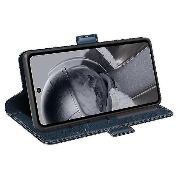 For Hmd Pulse/ Pulse+/ Pulse Pro Wallet Case Kalvetekstur Læder Stå Telefon Cover Blue