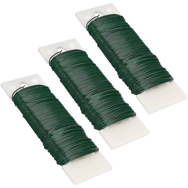 3-pack 114 yards 22 gauge grön flexibel paddeltråd för hantverk, julkransar, girlang och blomsterarrangemang