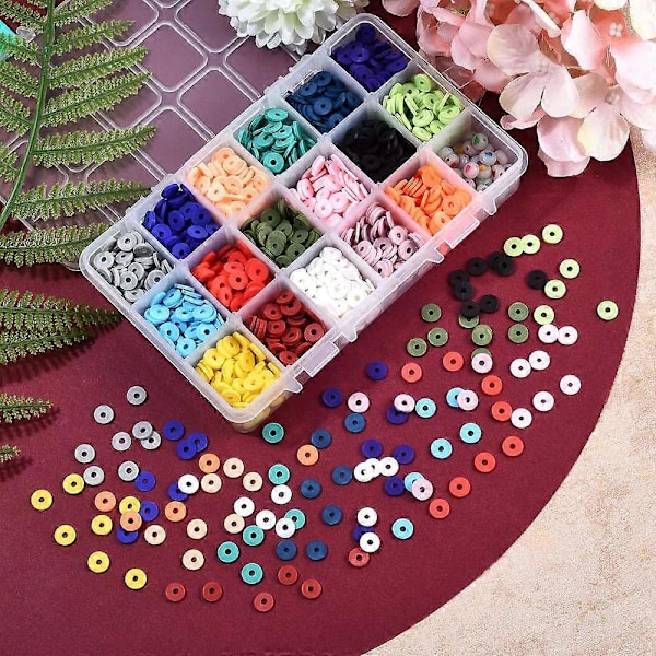 1 æske Håndlavede Polymer Clay Perler Blandede Former med Messingperler og Selvlysende Akrylperler