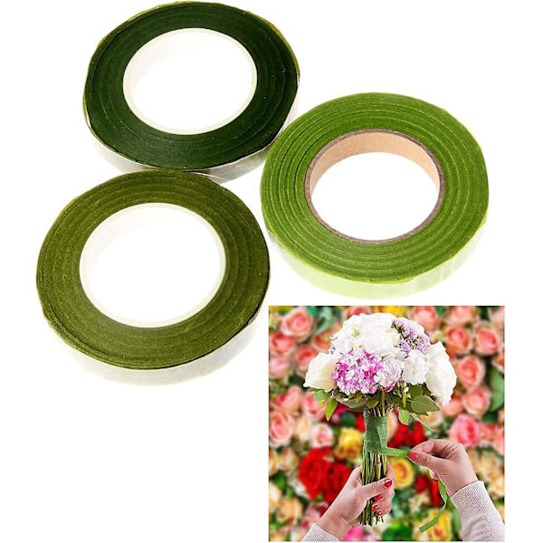3 Ruller Blomstertape Blomsterbuket Indpakning Klæbende Vandtæt Tape Til Bryllupsbuket Stilk Indpakning Håndværksprojekter DIY Håndarbejde Kranse, Guirlander Og