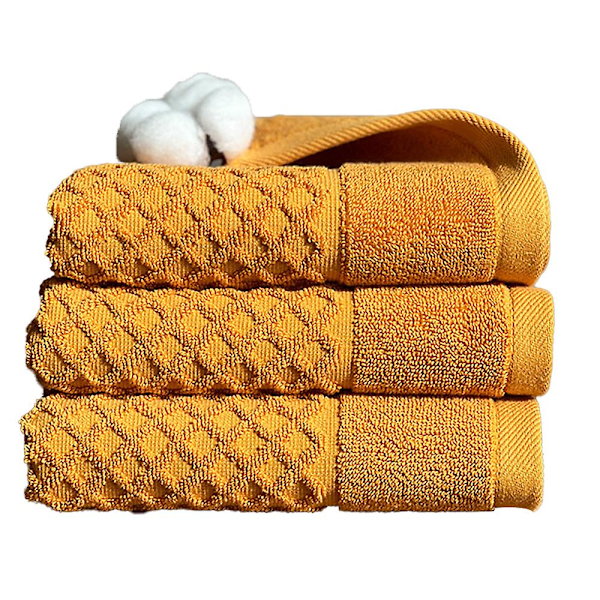 100% bomulls handdukar i ringblomma, 3 mjuka handdukar för badrum, mycket absorberande (set om 3) Sweet orange