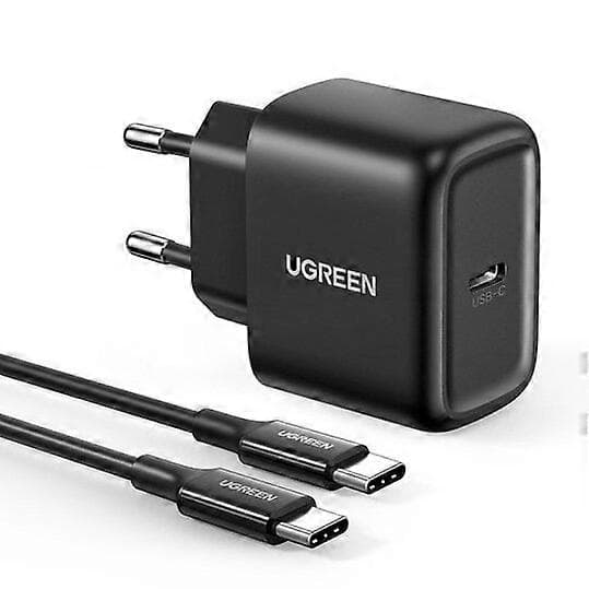 USB-C 25W PD telefonoplader + USB-C kabel 2m sort