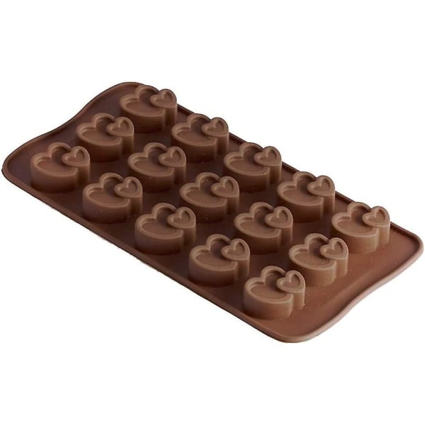 Silikon Hjerte Sjokoladeformer 2 Pakk Sjokolade, Hardt Godteri, Fudge, Gelé