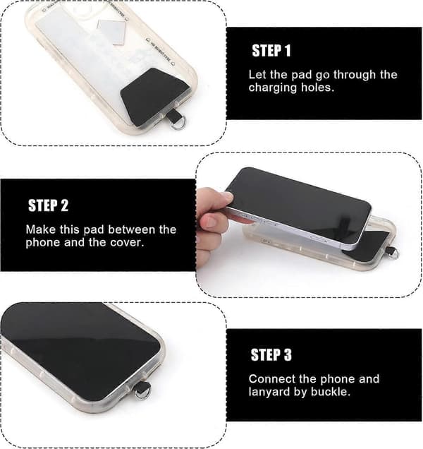 6 stk. Telefon Tether Tab, Mobiltelefon Lanyard Patch Multifunktionel Telefon Lanyard