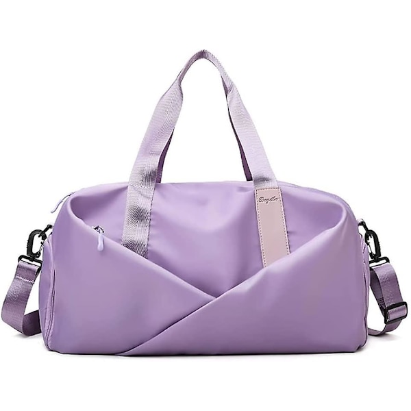 Gymbag for Kvinner Liten Reiseveske med Skoskap Duffle Bag for Sport Helg Yoga Svømming Svart-s Purple L
