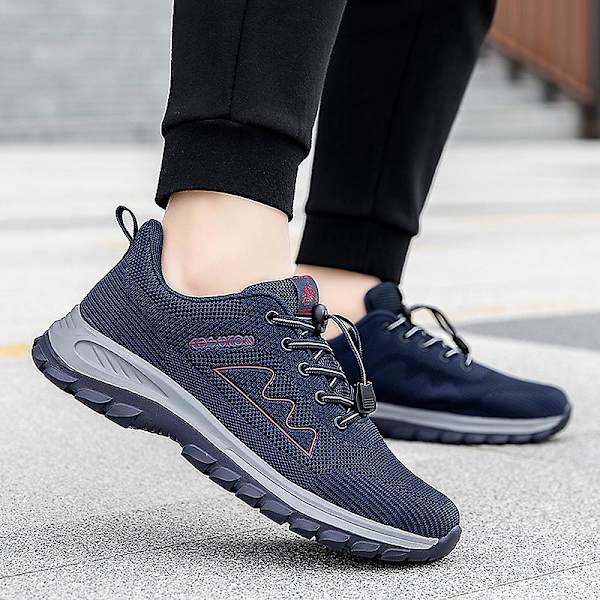 Løpesko for menn og kvinner, lette og pustende gåsko, atletiske motesneakers 3D212 Blue EU 41