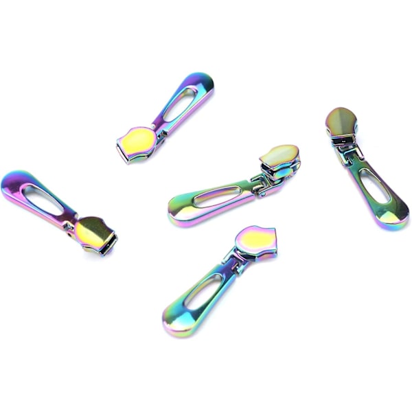 10-pack #5 Regnbågsblixtlås, blixtlåsbyte metallblixtlåsreglage blixtlåsdragsko för bagage plånböcker väskor bulk