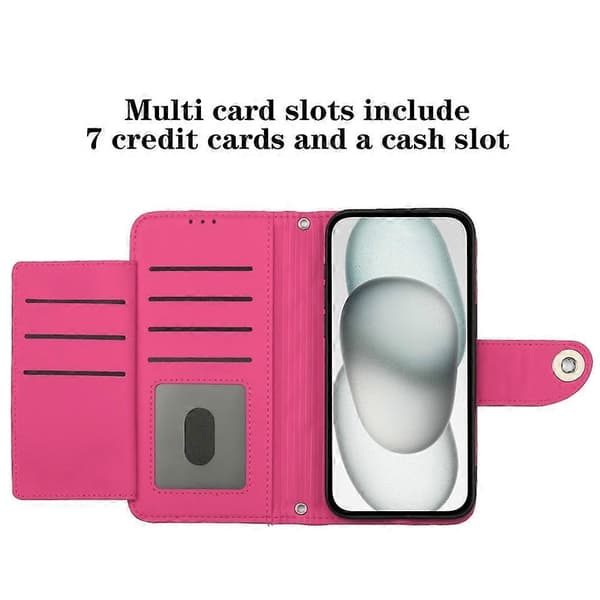 Rombeformet læderetui til Xiaomi 14 Rose Red