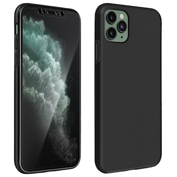 360 Cover til iPhone 11 Pro Max Fleksibel Front & Stiv Bagside - Sort Black