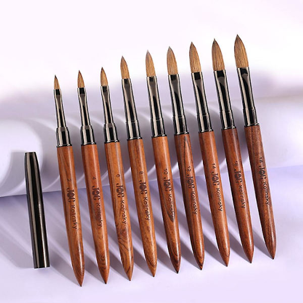 Kolinsky Akryl Nagelborste, Sandawood Rod Nagel Extension, Akryl Pulver Nagelkonst Borstar Verktyg För Manikyr Diy 6