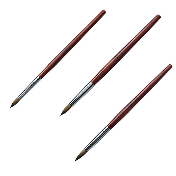 3 st Nail Brush Set, Kolinsky Akryl Nagelborstar För Akryl Applicering, Nagel Extension För Salong Diy 6*8*10