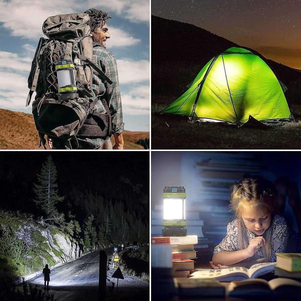 Oppladbar LED-campinglanterne, 3000mAh Power Bank Campinglys, 4 Moduser, IP65 Vanntett