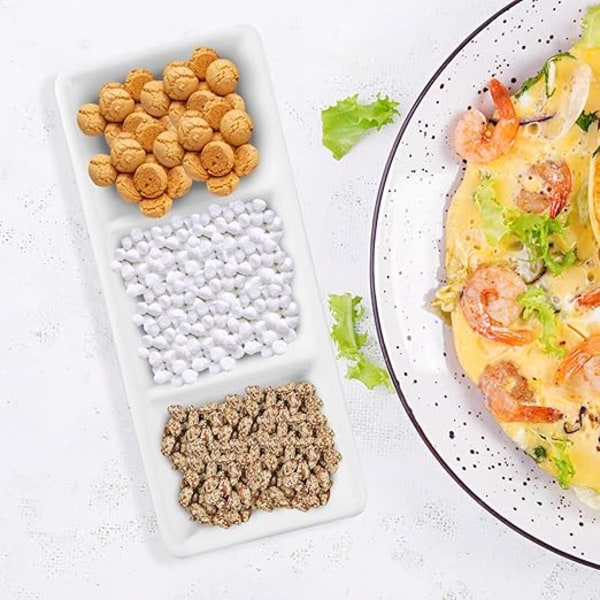 2 stykker 6-rums serveringsbakke, dip-skåle, retter med soja-dip, små skåle til dyppetallerken