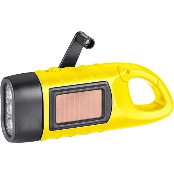 Ultrakraftig Led Ficklampa Bärbar Soldriven Led-Ljus Med Handvev, Ficklampa För Camping Och Tält-gul
