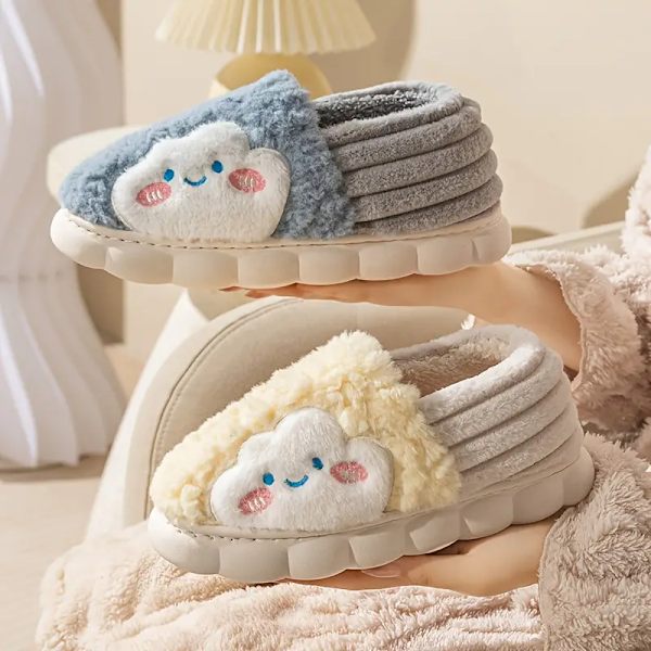 Söta tofflor med tecknade figurer, halkfria mjuka sulor med rund tå och låg topp, fluffiga varma hemmtofflor, plyschbekväma skor grey EU40 41