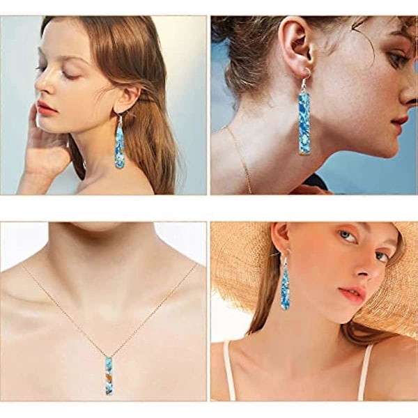 1 Ask 20 st 2 Stilar Cellulosaacetat Berlocker Resin Rektangel Tåre Form Stora Hängsmycken för DIY Smyckestillverkning Berlocker Örhängen Halsband Armband Nyckelring