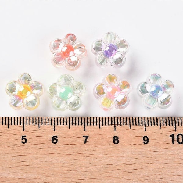 50 st Transparenta Akryl Pärlor Pärla i Pärla AB Färg Blomma Blandade Färger 12x12,5x6mm Hål: 2,5mm