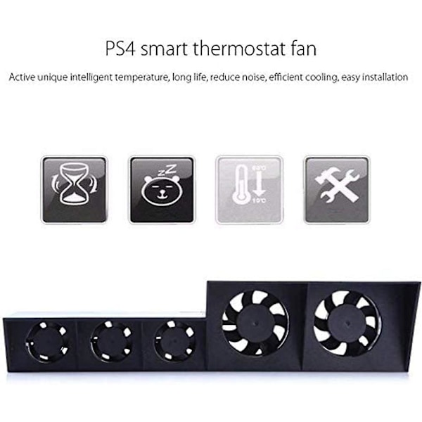 PS4 Kylfläkt, USB Extern Kylare 5 Fläktar Temperaturkontroll Kylfläktar för PS4 Spelkonsol