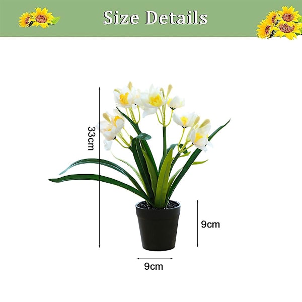 Falsk Blomst Firehovedet Påskelilje Bonsai Kreativ Dekoration Blomsterdekoration Kunstig Blomst Simuleret Grøn Plante Potteplante white