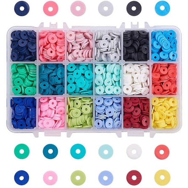 3600 stk. 8 mm Vinylskiveperler Flade Runde Håndlavede Polymerlerperler