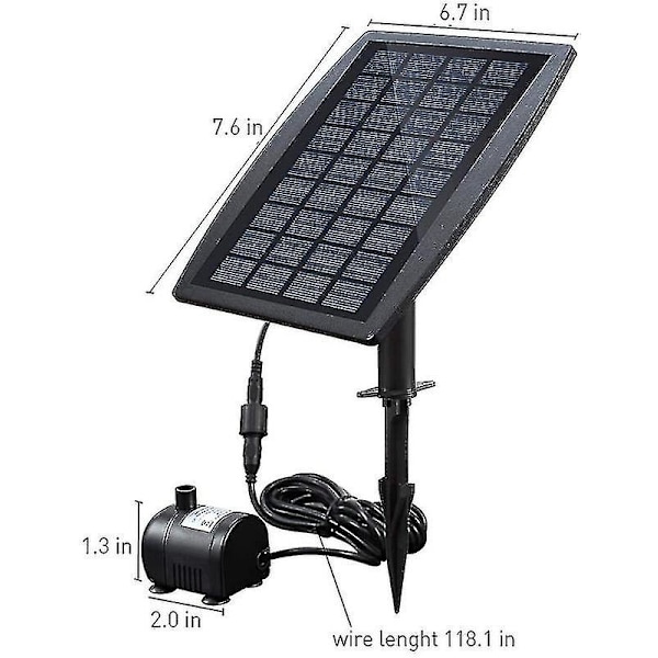 Børsteløs Solcelle Dam Vandpumpe Solcelle Vandpumpe Med Solpanel 9v 2.5w 200l / H