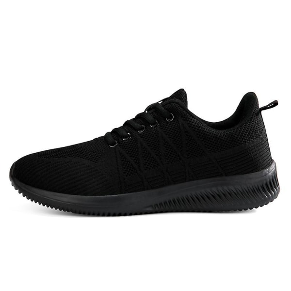 Mäns löparskor lätta andningsbara promenadskor atletiska mode sneakers 3Dsf022 Black EU 34