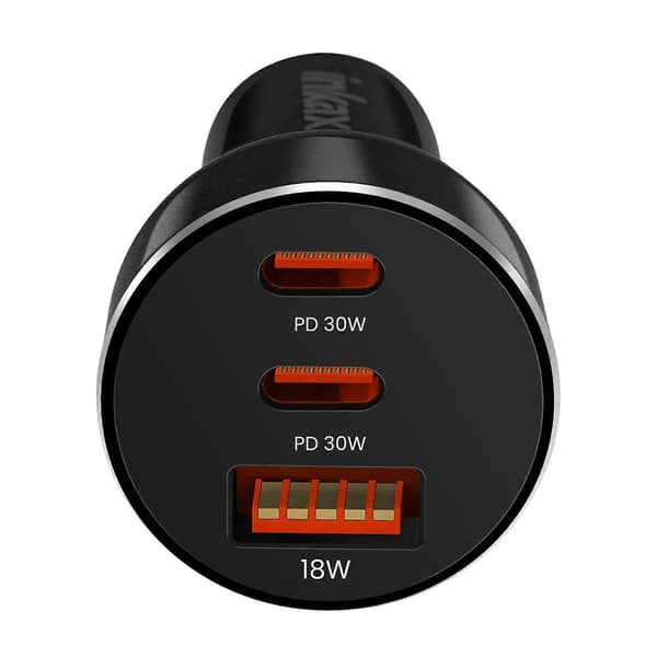Cigar Lighter Oplader 78W Dobbelt USB-C + USB Kompakt Hurtig Opladning, Sort