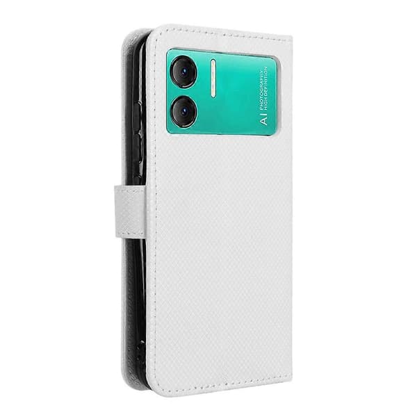 Mobilskal i läder med diamantstruktur White For Doogee X98