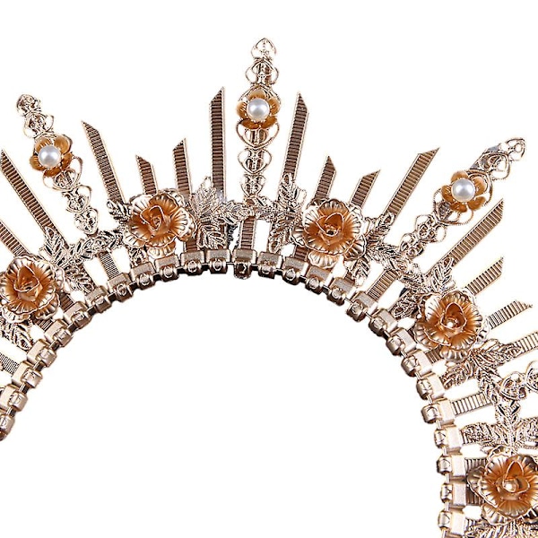 Mary Halo Crown Diadem, Spikad Krona Sunburst Gudinna Huvudbonad
