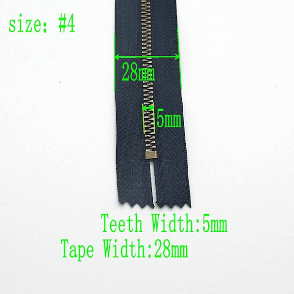 4# Metallglidelås for jeans antikk messing Y-tenner Glidelås 15 cm lukket ende Jeansglidelåser 6 stk, (svart-messing)