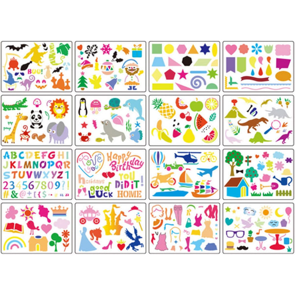 20 st ritmallar för barn, stort plaststencilkit 300+ mönster ritmallar för flickor och pojkar present
