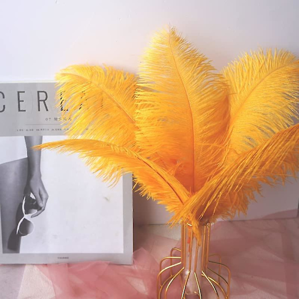 20 stk. Natur Guld Strudsefjer 30-35 cm Bulk til DIY Thanksgiving Dekorationer, Bryllupsfest Bordpynt, Gatsby Dekorationer
