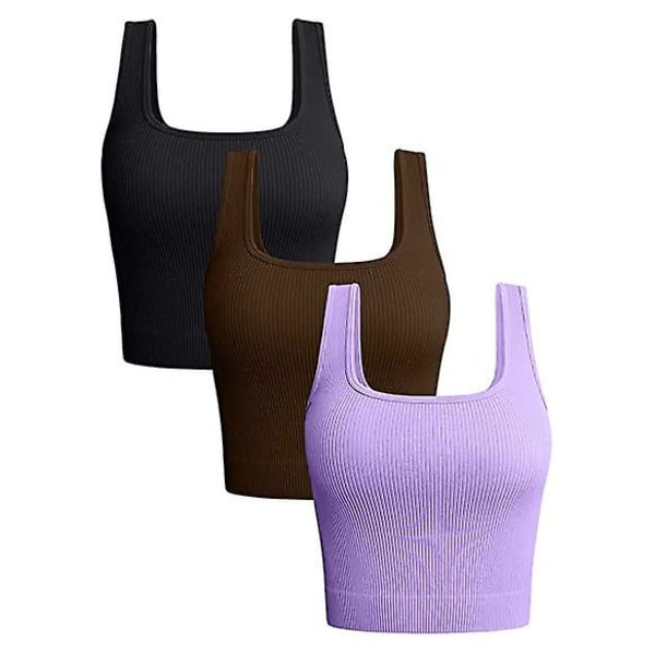 Kvinnors 3-delade tanktoppar Yoga Crop Vest Toppar set 3 L