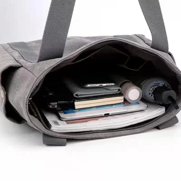 Kvinnors Canvas Tote Bag Stor Kapacitet Matkasse Ansök Om För Skola Och Daglig Användning Gray