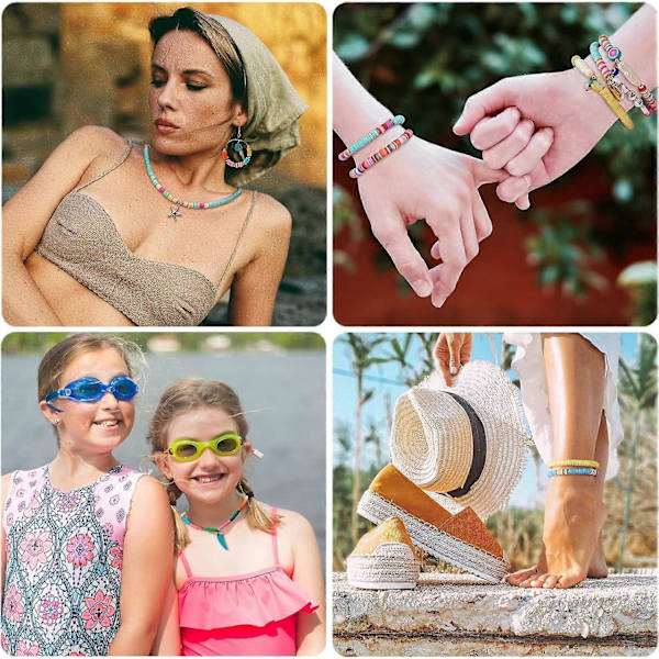 10 säiettä 3800 kpl polymeerisavi Heishi-helmet litteät pyöreät Boho Surfing -välihelmet DIY Havaiji-nilkkakorujen valmistukseen 6 mm