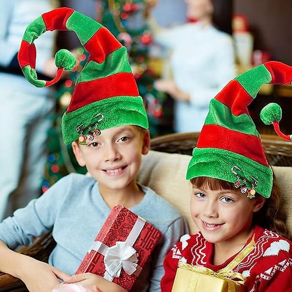 Jule Elf Hat, Lang Stribet Filthat Til Børn Voksne