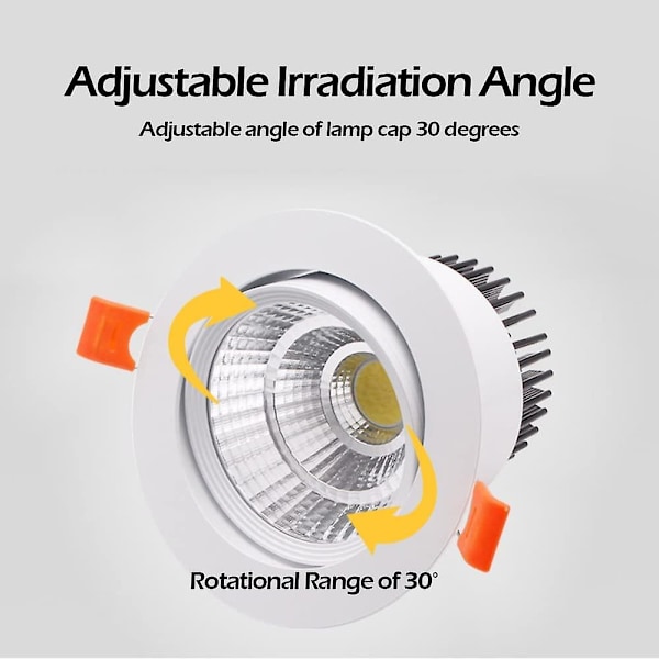 6 x LED-infällda spotlights, 5 W COB, kallvitt 6000 K, IP44 (vit) (öppning: 75 mm)